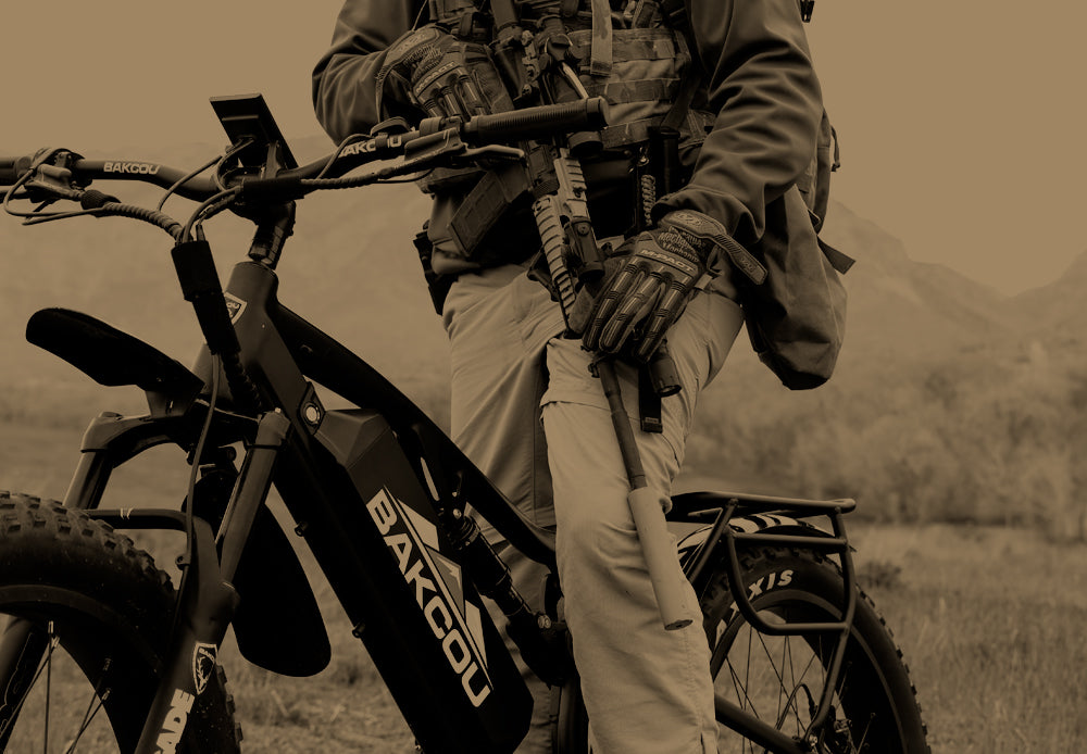 Military man posing with his Bakcou eBike