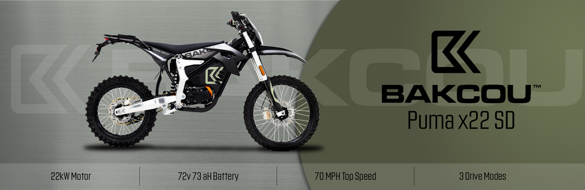 Bakcou Puma X22 SD - 22kW Motor - 72v 73ah Battery - 70 mph top speed - 3 Drive Modes
