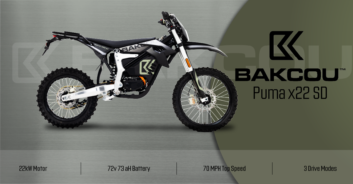 Bakcou Puma X22 SD - 22kW Motor | 72v 73aH Battery | 70 MPH Top Speed | 3 Drive Modes